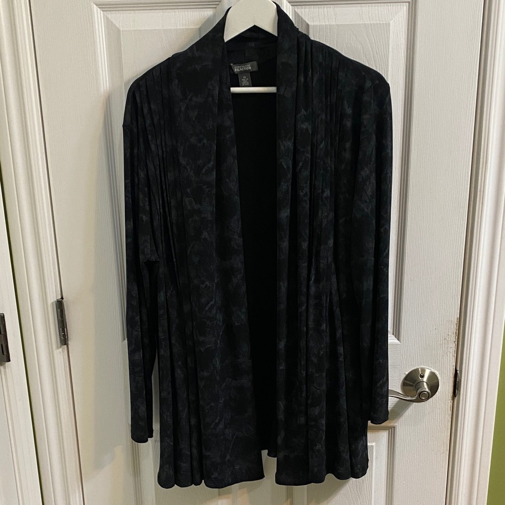 Kenneth Cole Reaction Pleated Shawl Open Long Cardigan Sweater Women’s Size 2X